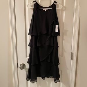 Dress Barn original black chiffon layered dress. NWT